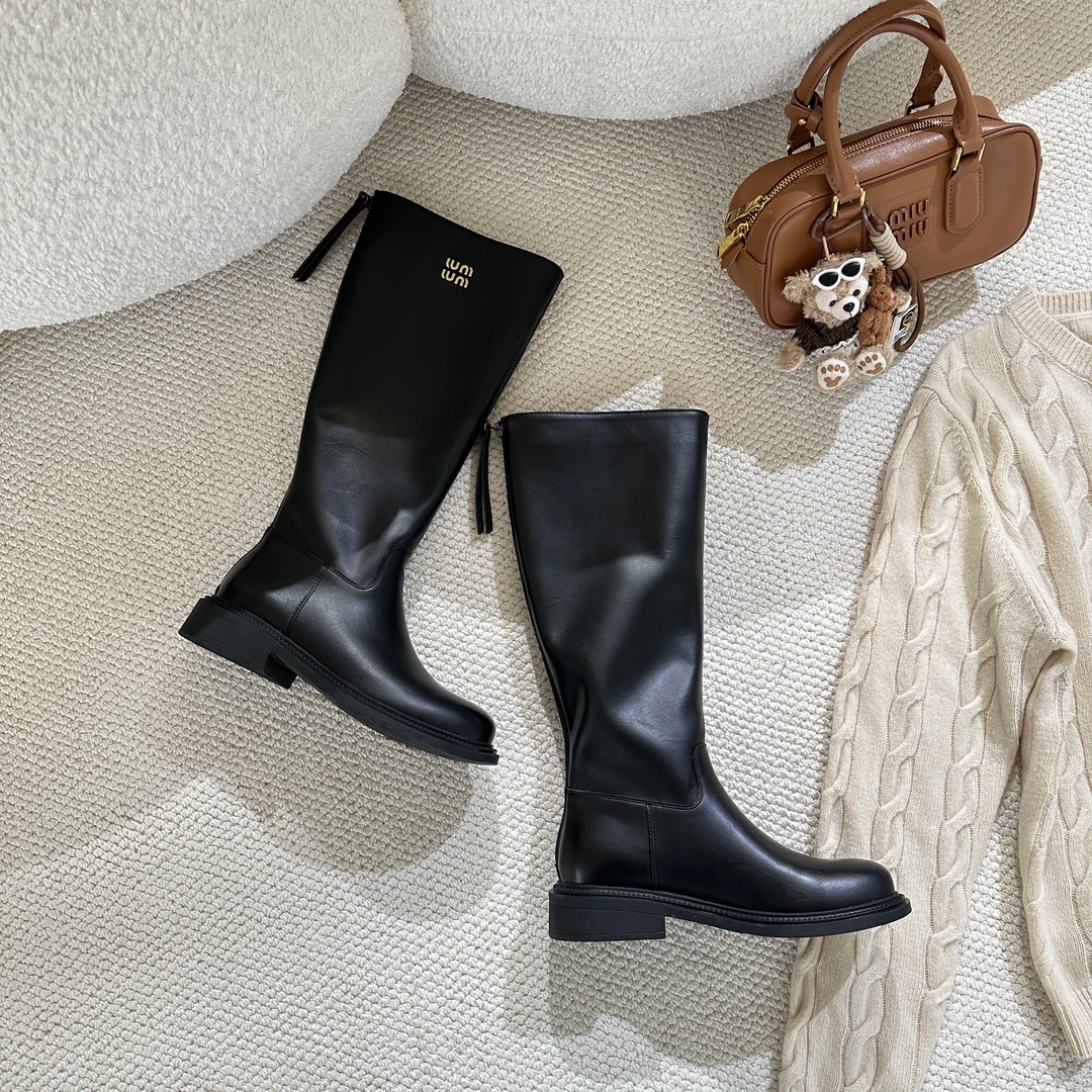 【sheii苏茵茵】微醺女神~阿miu百搭厚底骑士靴中高筒长靴Z4407301