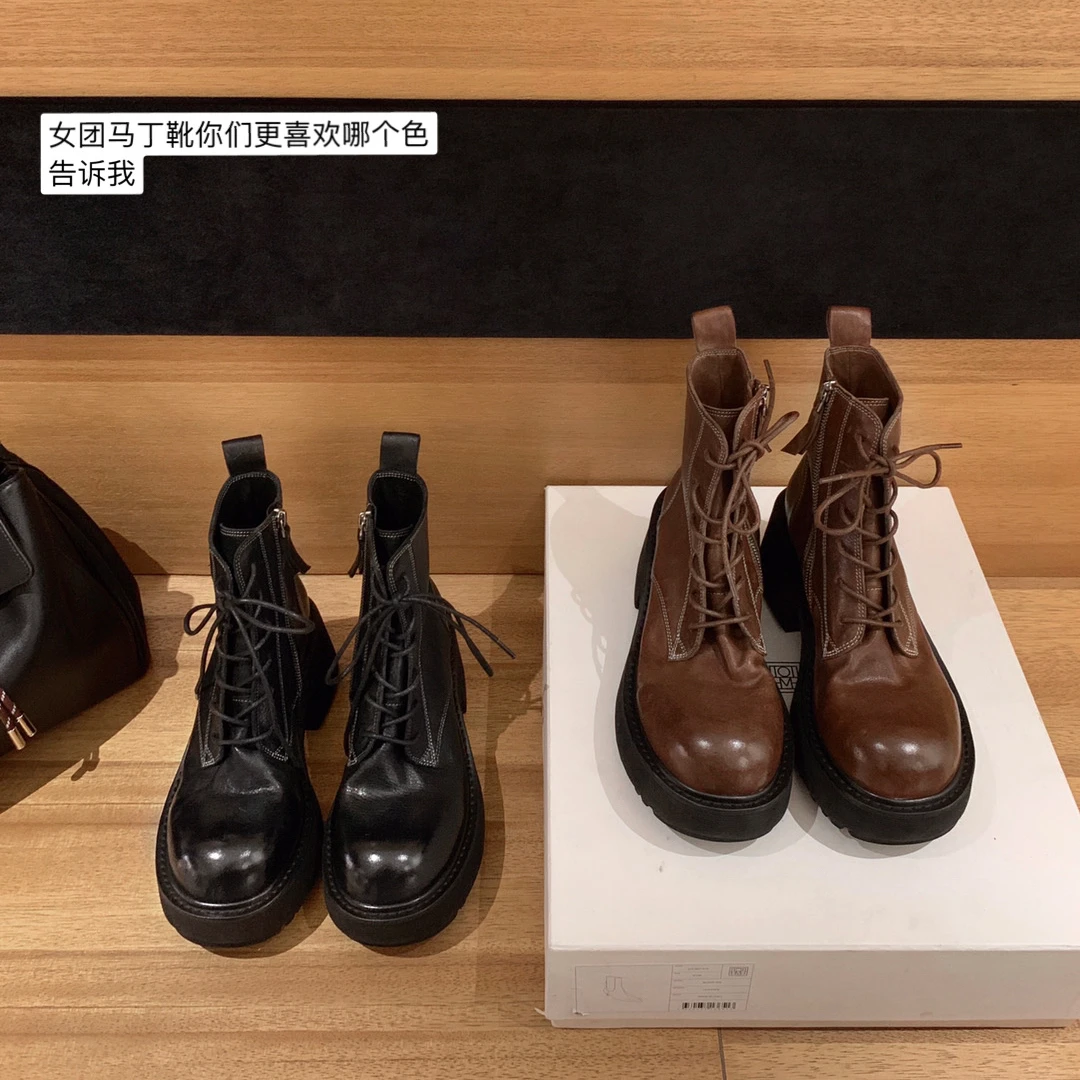 【sheii苏茵茵D】腿精辣妹~水洗马皮英伦粗跟短靴女马丁靴E4314310