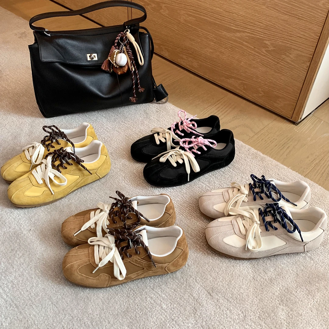 【sheii苏茵茵】韩国女高~复古鸳鸯鞋带休闲鞋运动德训鞋女E4319306