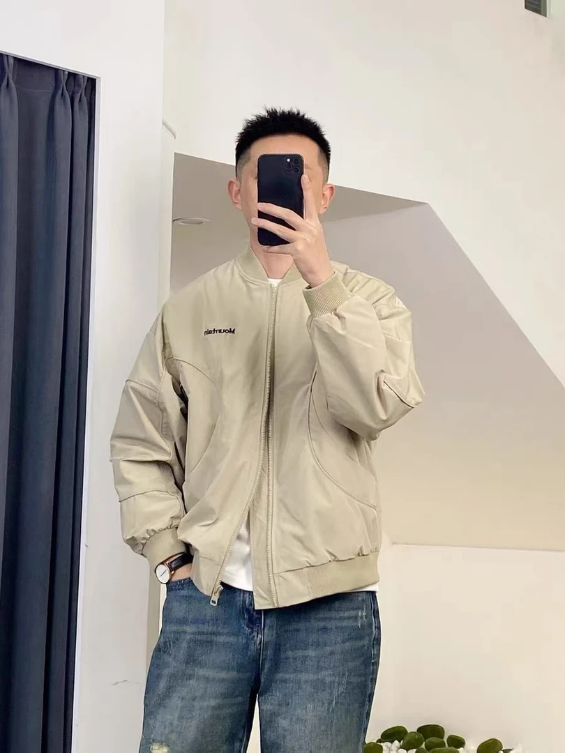 2025秋季棒球领夹克男潮流百搭宽松男装外套痞帅休闲飞行员上衣潮