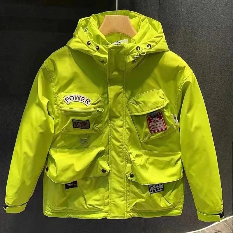 2025秋季新款男士宽松工装风立体袋不对称设计连帽防风潮流冲锋衣