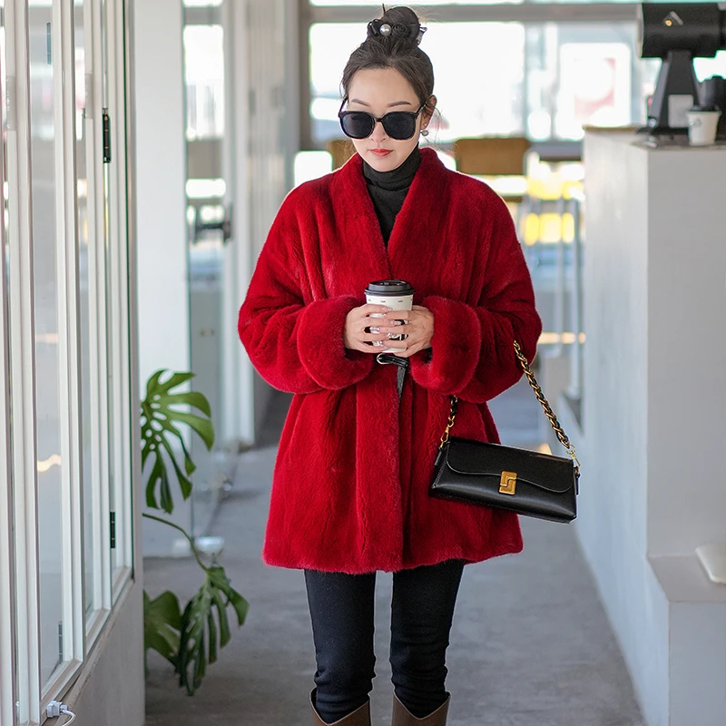 进口海宁貂皮外套水貂皮草大衣女短款貂毛真毛时尚洋气上衣秋冬