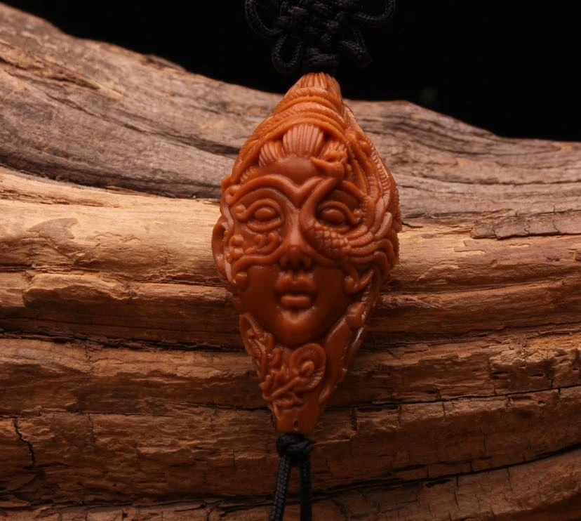 橄榄核雕精品单籽镂兰美女单颗1.9/3.6