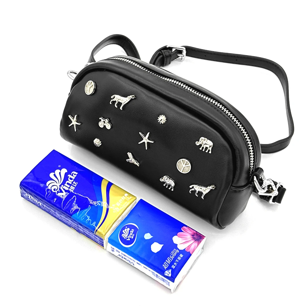 68131品质PU手机包满五金单肩斜跨包百搭拉链包时尚百搭休闲女包