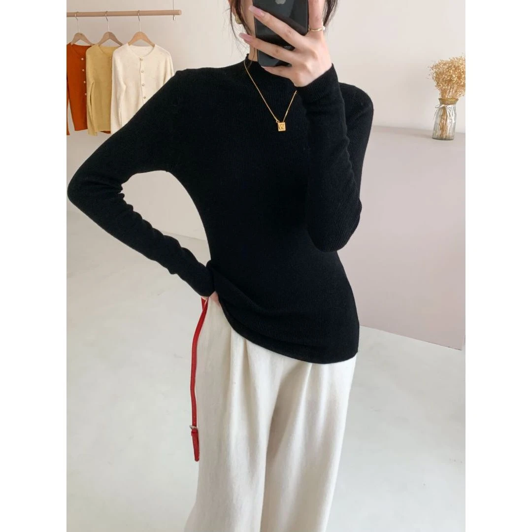 100%扬子纱线纯羊毛精纺舒适休闲百搭半高领打底HJ9802