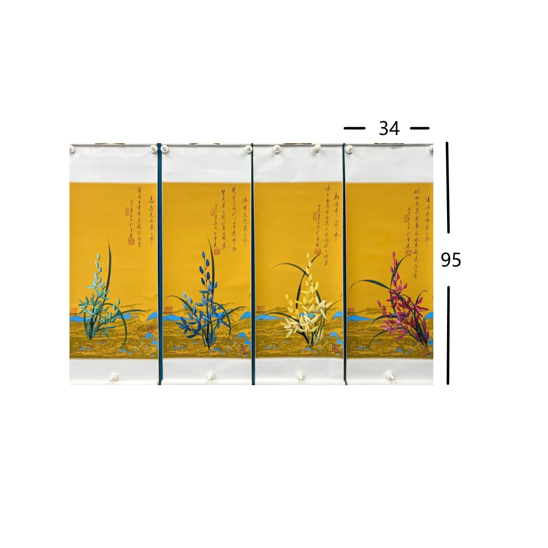 黄春香-兰花四条屏新-卷轴-34*95*4-国画作品