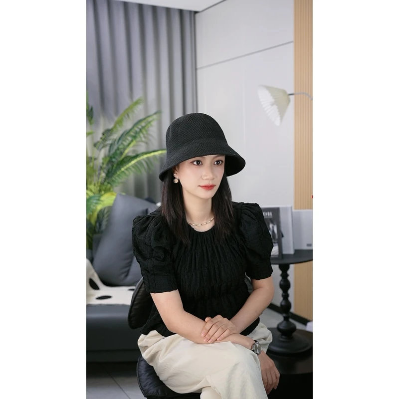 韩版薄款编织气质时尚渔夫帽女春夏显脸小休闲百搭出游编织气质