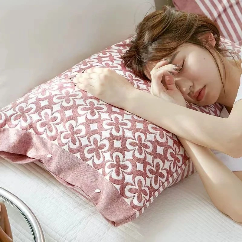 纯棉纱布枕套一对装四季款侧面按扣式全包枕套家用情侣成人枕芯套