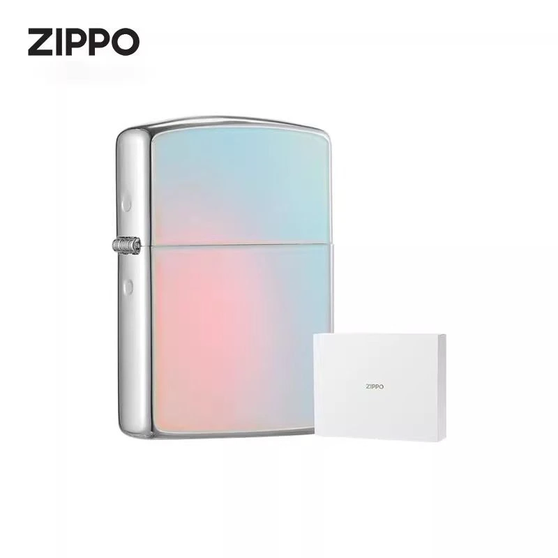 ZIPPO打火机LZE-0798-C01七彩祥云 套装镜面镀银正品送礼TC9901SK