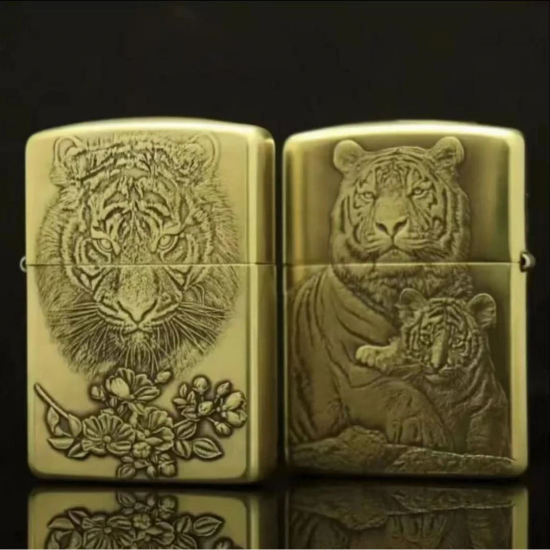 zippo打火机虎嗅蔷薇赵子龙黄铜盔甲机浮雕工艺防风打火机双面