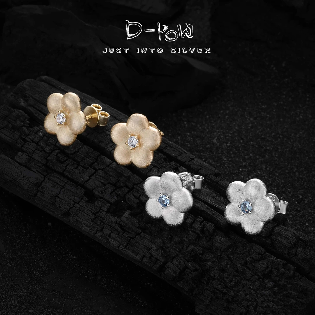 灯小炮 925银合成锆石耳饰 莫奈花园白茶高定耳钉（7027）气质轻奢