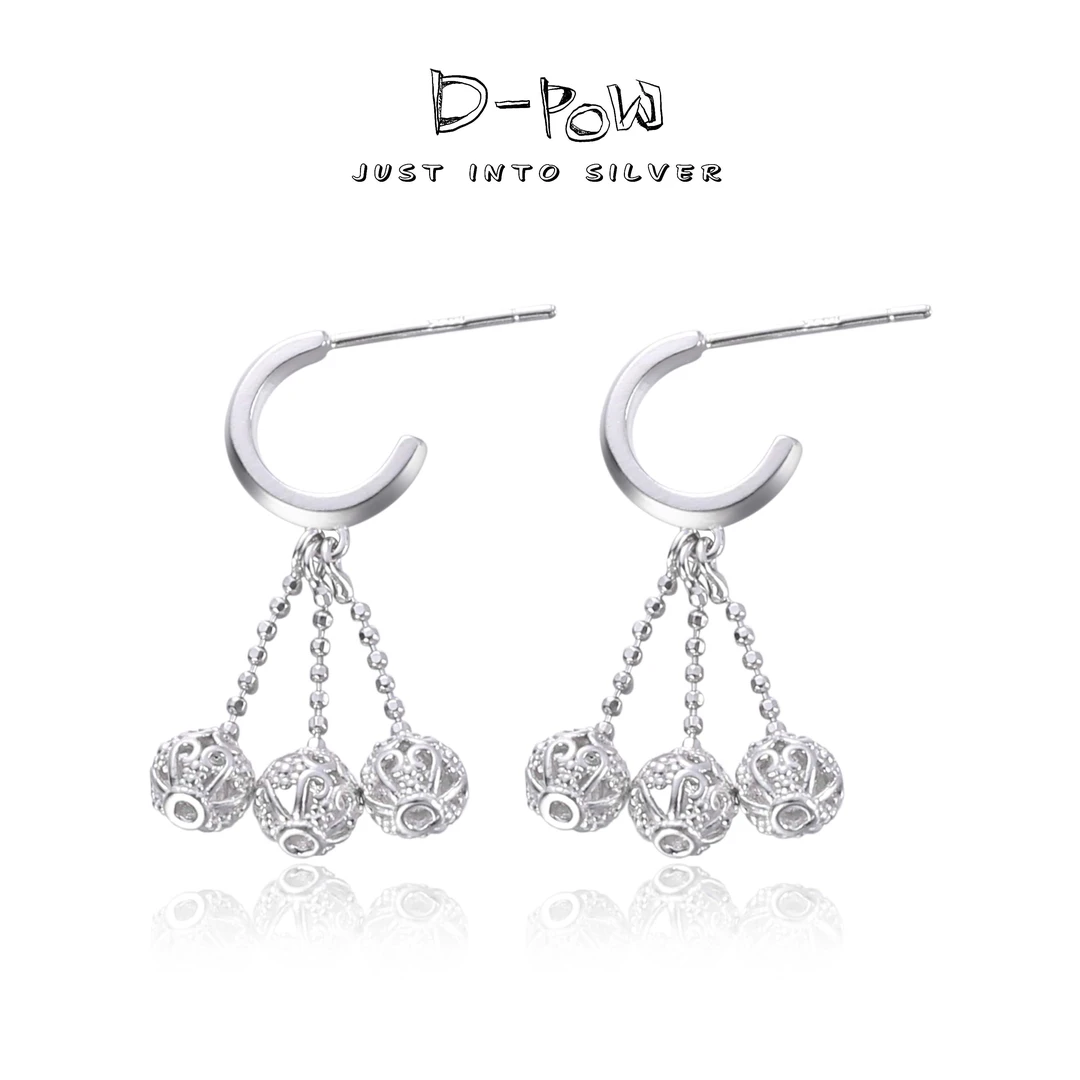 灯小炮 925银耳饰 耳坠（8202）气质轻奢小众简约彩色法式