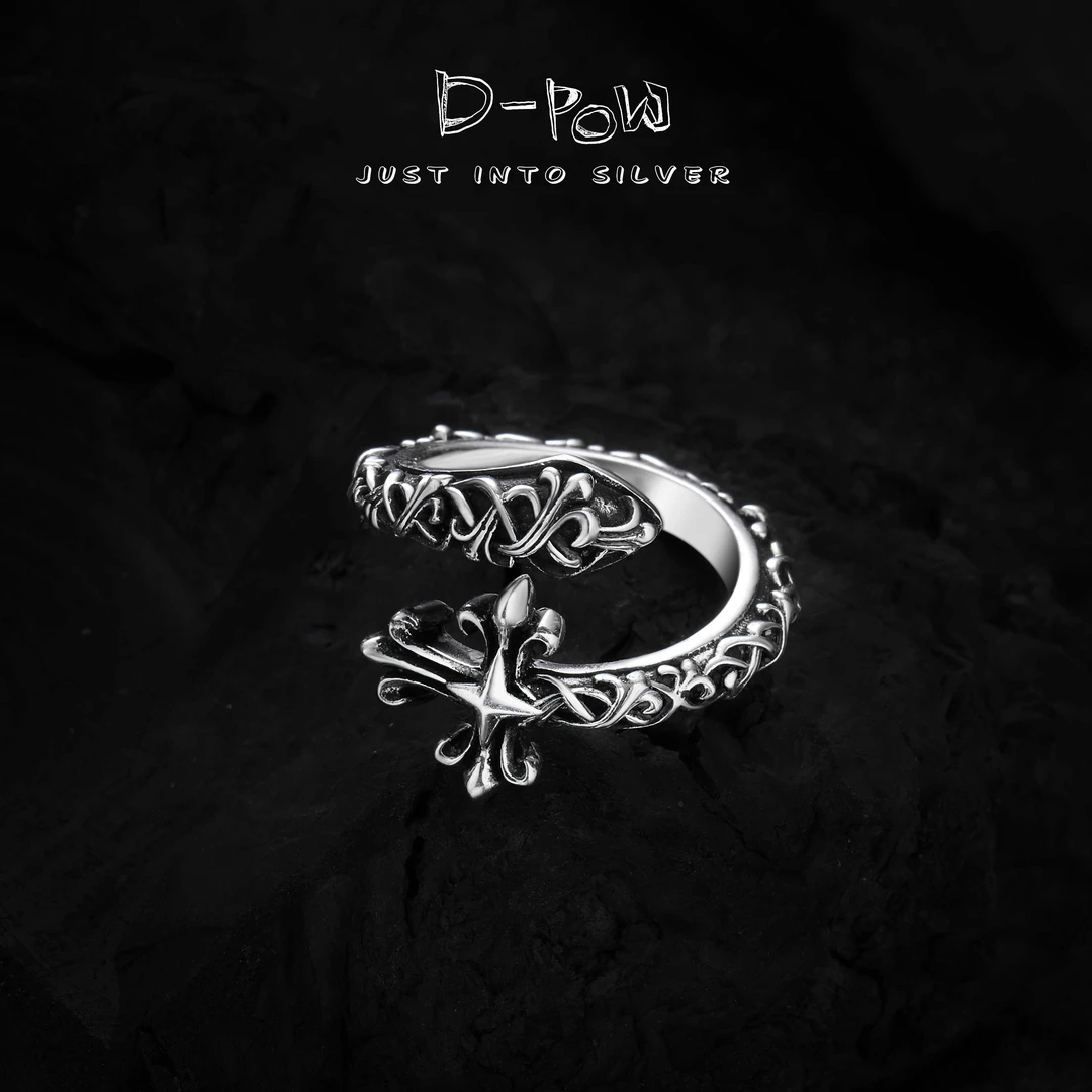 灯小炮 925银戒指 定制荆棘克罗十字交错戒（1862）手工时尚做旧