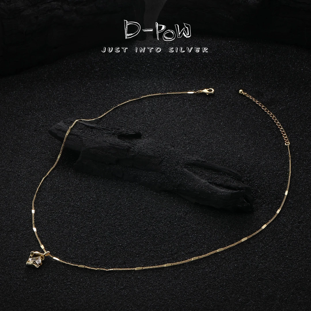 灯小炮 钛钢项链 时尚百搭极简小吊坠（6803）气质