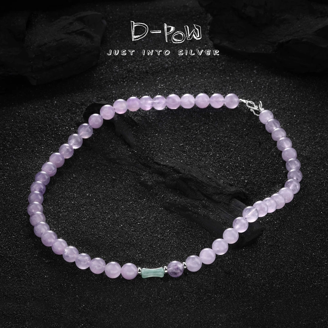 灯小炮 链子925银仿水晶 薰衣草紫水项链8.5mm（44cm）（7417）气质
