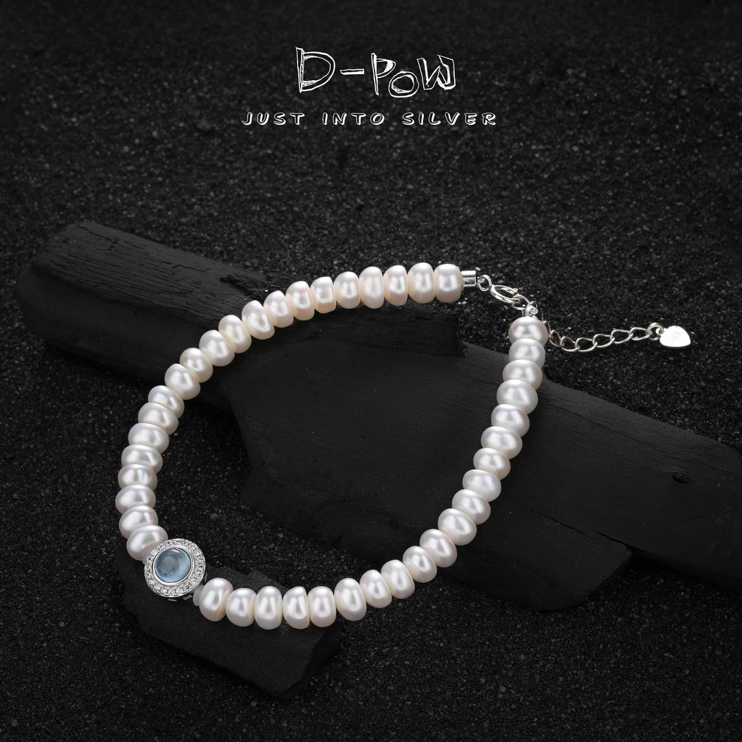 灯小炮 925银仿珍珠手链 珍珠海蓝手链（DXP002）