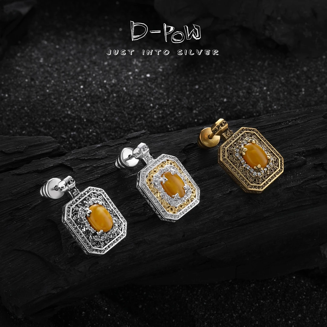 灯小炮 925银合成锆石耳饰 蜜制基调香水耳钉（7745）气质简约轻奢