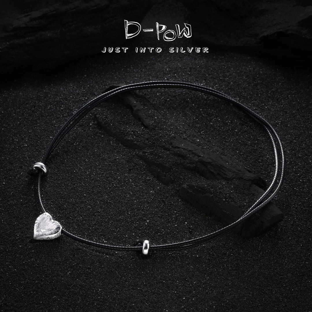 灯小炮 坠链均925银布艺 冰冰小白桃黑绳项链（68cm）（7221）气质