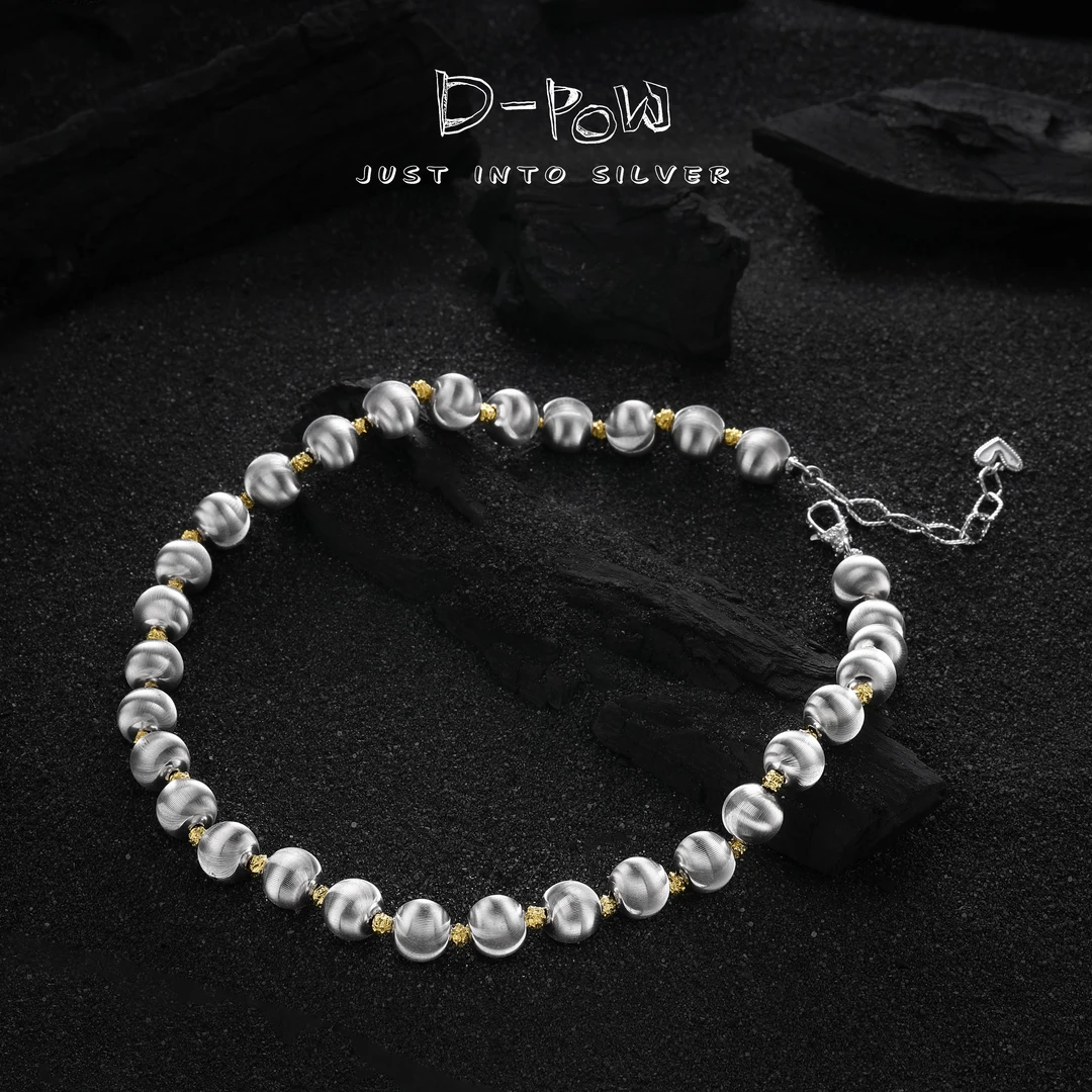 灯小炮 坠链均925银 月光小金钻幻影猫眼镭射珠项链（43cm）（6839）