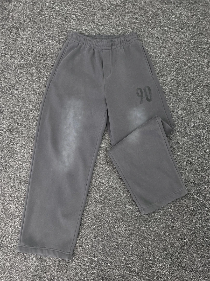 ZUE祖儿【渐变做脏90加绒卫裤】秋冬潮牌百搭宽松男女做旧洗水10135