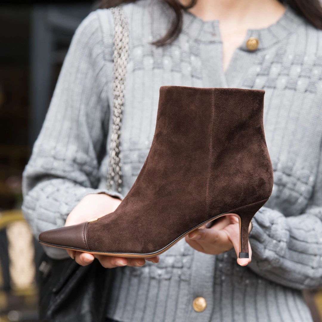 WeiAo/薇奥舒适胎牛&绒面时装踝靴 44012