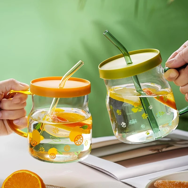 耐高温水杯女生新款2025高颜值吸管杯学生便携茶水分离玻璃杯子男