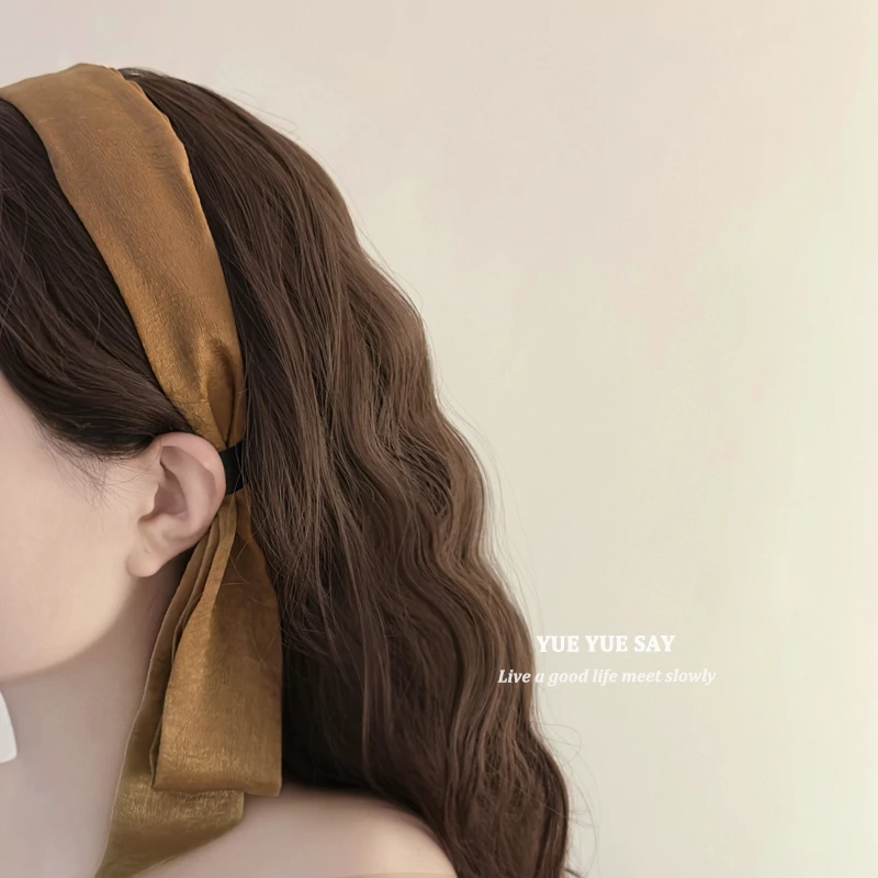 美拉德序曲 法式复古焦糖色飘带发箍 气质高级感丝带绑发头箍发饰
