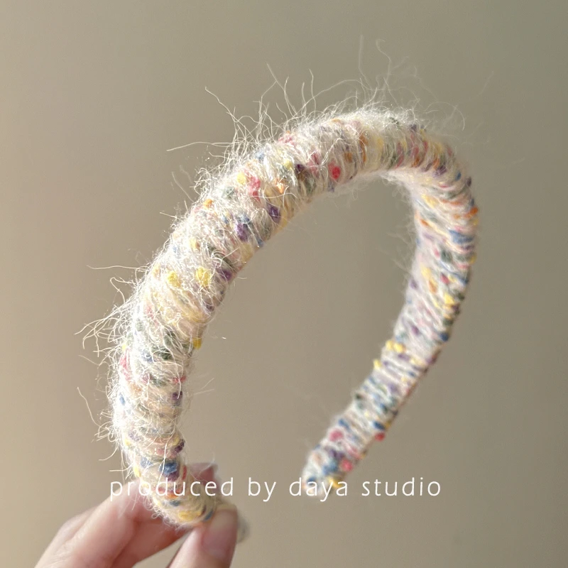 奶芙糖豆 甜美法式毛线发箍小香风轻奢高级感小众设计可爱ins发卡