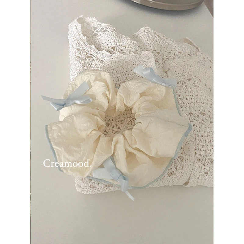 "Creamood"2022FW 原创淡淡奶黄奶蓝蝴蝶结发圈大号 可爱萝莉塔