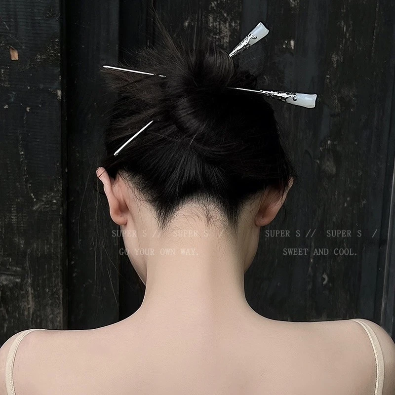 新中式木兰花发簪古风气质高级感盘发发钗汉服旗袍簪子步摇发饰品