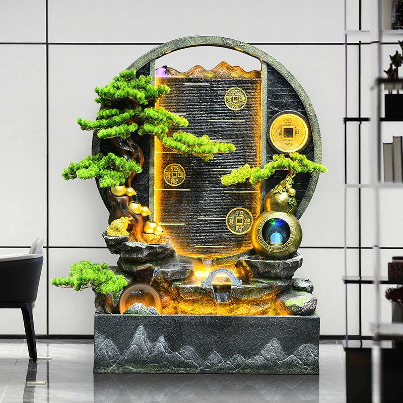 7186水幕墙流水喷泉落地摆件办公室前台别墅庭院户外装饰通用餐厅