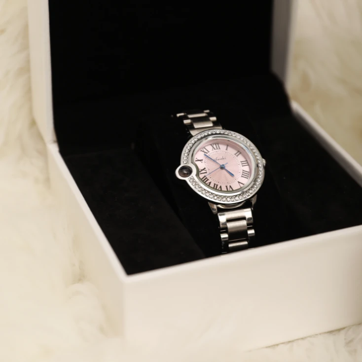 【港口直发】JFS粉色告白气球精致钢带潮流名表防水手表女士腕表byt