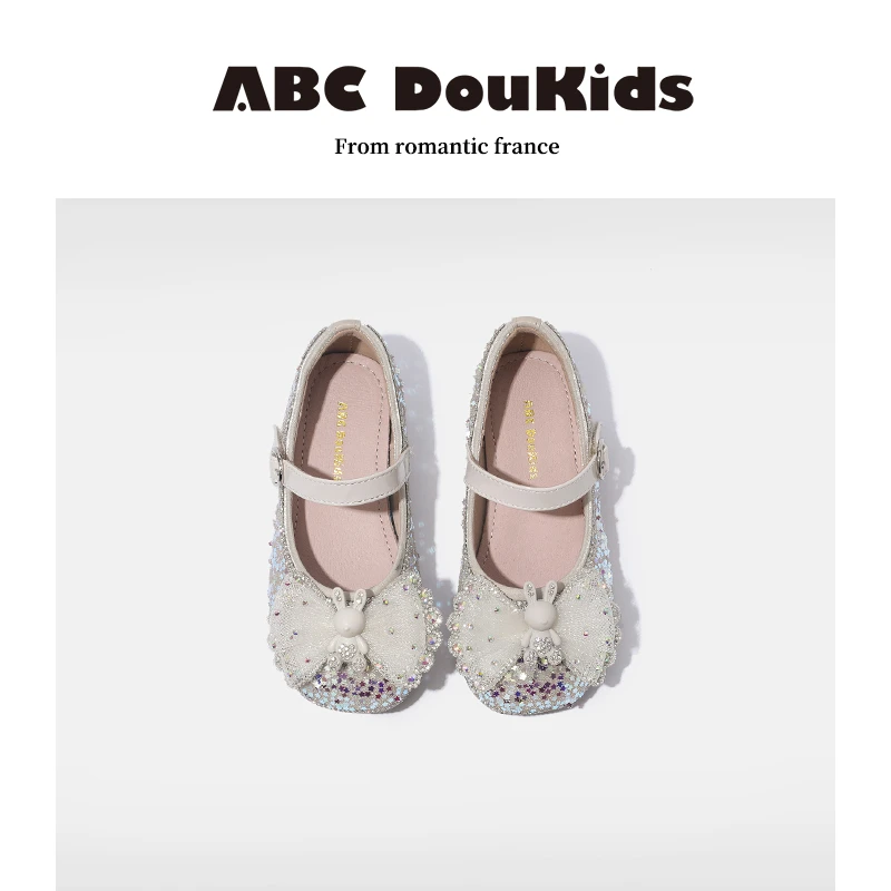 ABC Doukids爱莎公主表演主持高跟鞋新款女童春秋季方头儿童单鞋