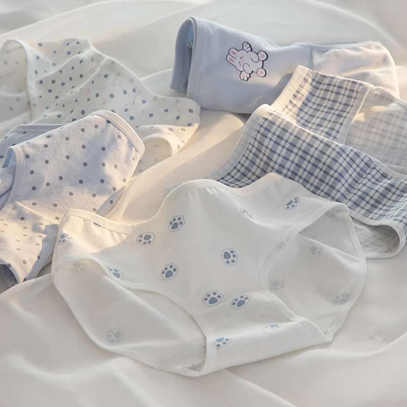 5条装萌兔内裤柔软透气纯棉裆少女三角裤中腰学生短裤