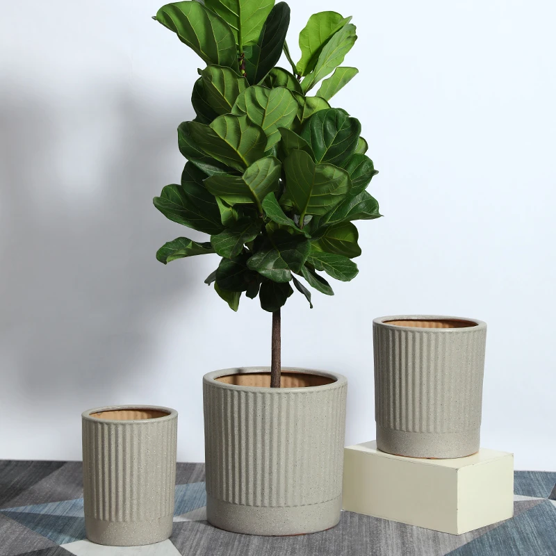 大口径陶瓷花盆北欧简约客厅落地高颜值超大号发财树琴叶榕千年木