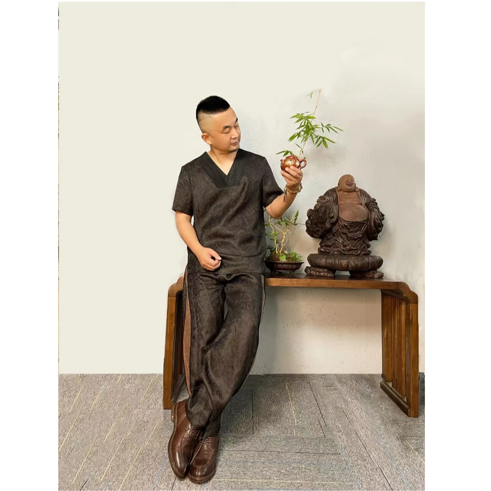 【万象有衣】设计师款上衣夏季中式国风复古男士休闲衫-H-1030