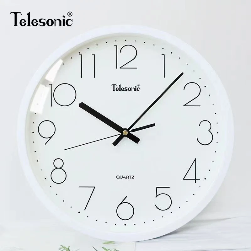 天王星静音客厅挂表简约圆形卧室时钟表办公墙上挂钟