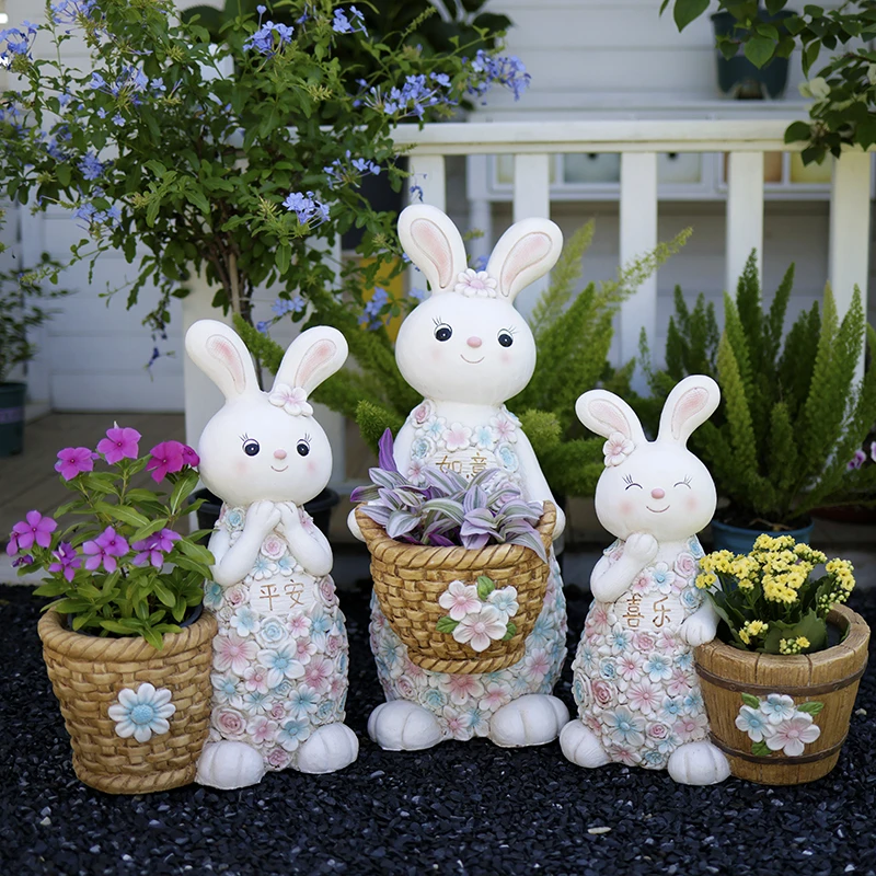 小兔子户外庭院装饰摆件阳台造景布置网红民宿花园创意动物花盆