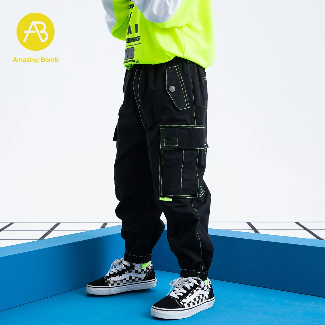 AB童装男童休闲裤春秋款长裤中大童束脚帅气工装裤儿童炸街裤子潮