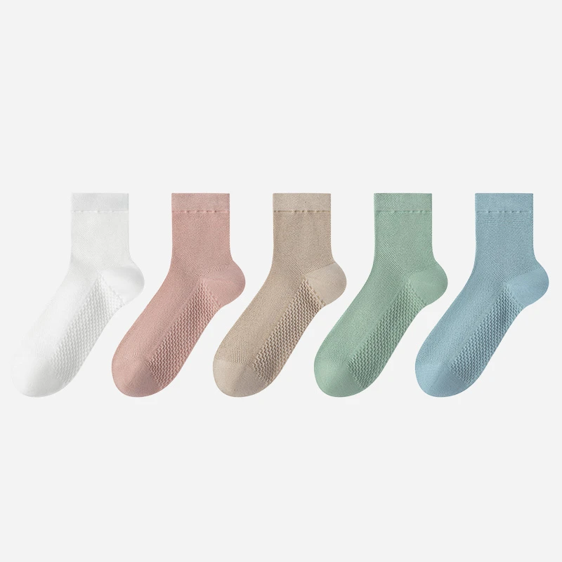 松山棉店女士纯棉足底按摩薄款棉袜（颜色随机）