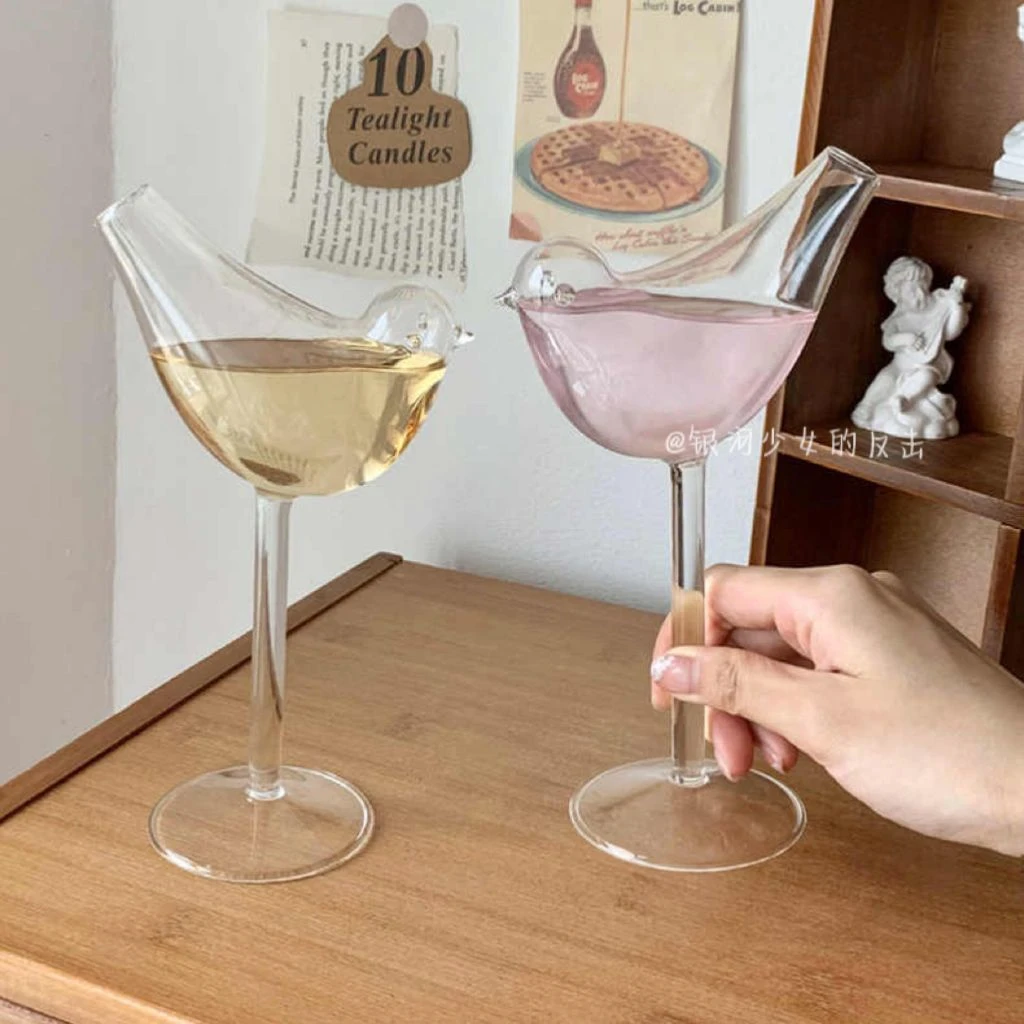 小鸟杯创意小鸟酒杯高级果汁冷饮杯鸡尾酒红酒杯个性玻璃高脚家用