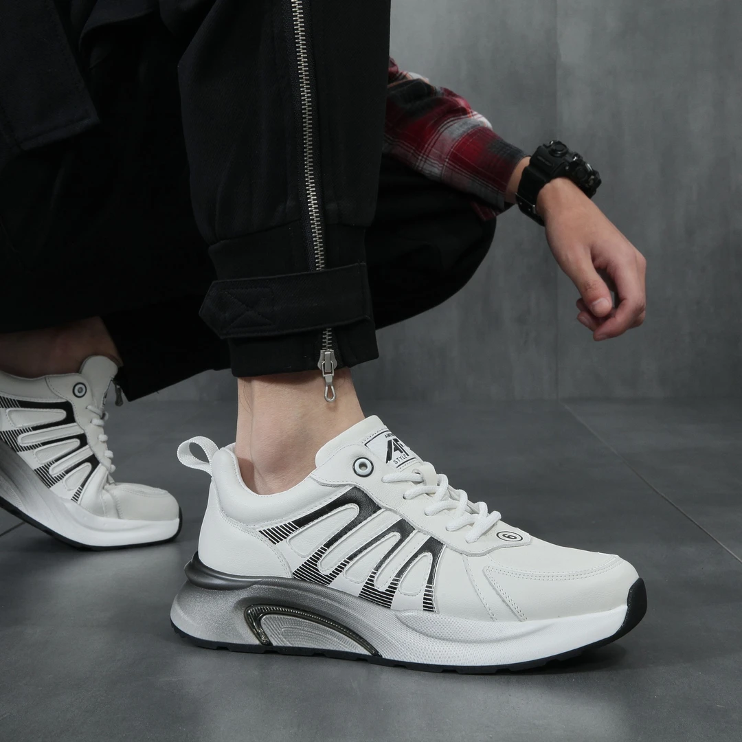 新款头层牛皮潮流百搭欧洲站阿甘男秋季软底鞋子运动休闲低帮男鞋