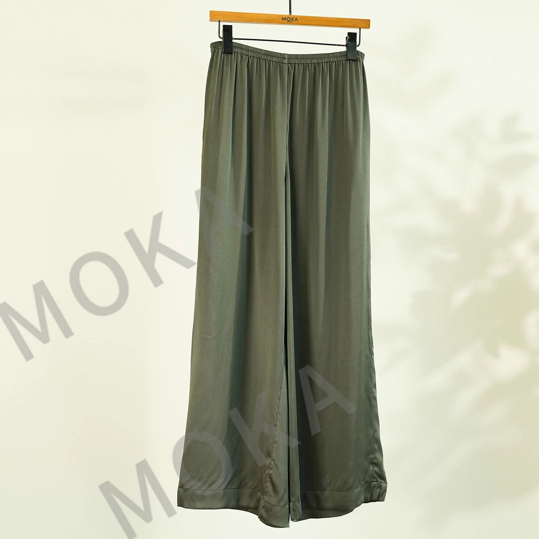 静奢风100%桑蚕丝24姆米砂洗凉爽直筒阔腿裤（240815）