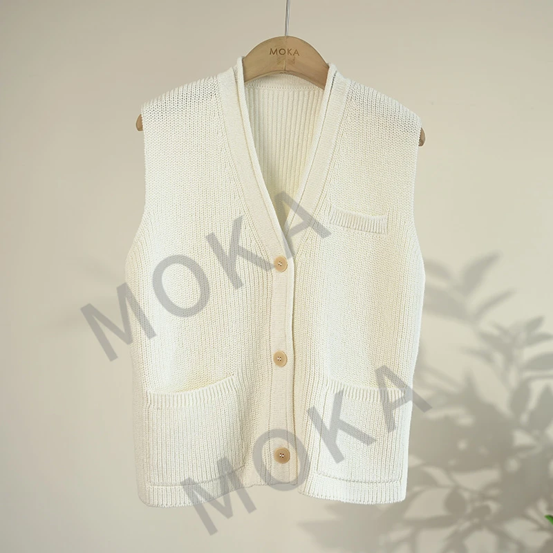 芬兰订单螺纹V领针织女士马甲（241123）2355