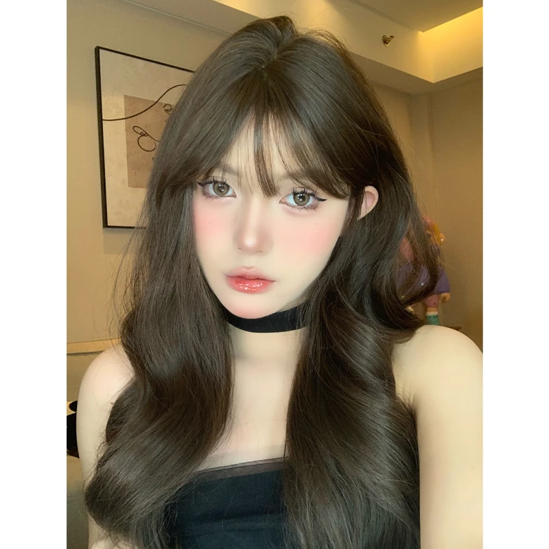 假发女长卷发自然齐刘海Lolita全头套逼真头皮jk假发25