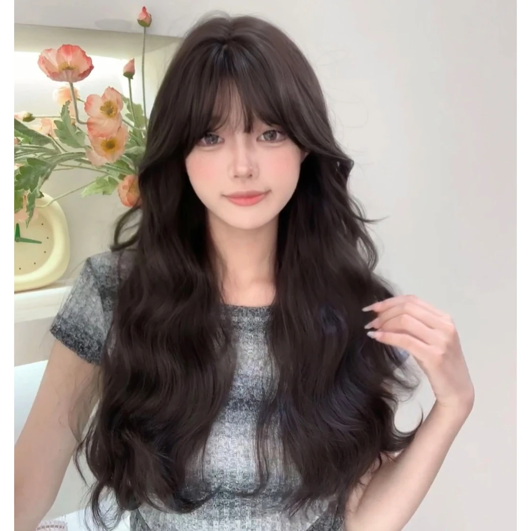 SHUDUO/束朵假发黑茶波浪卷lolita减龄修饰脸型时尚气质全头套