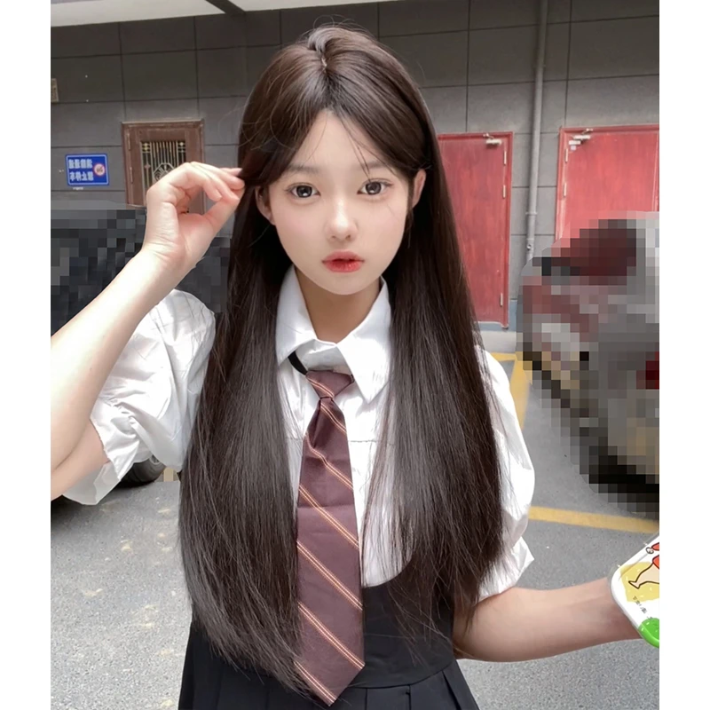 束朵假发女长直发网红日常Lolita假发自然逼真齐刘海jk新款全头套