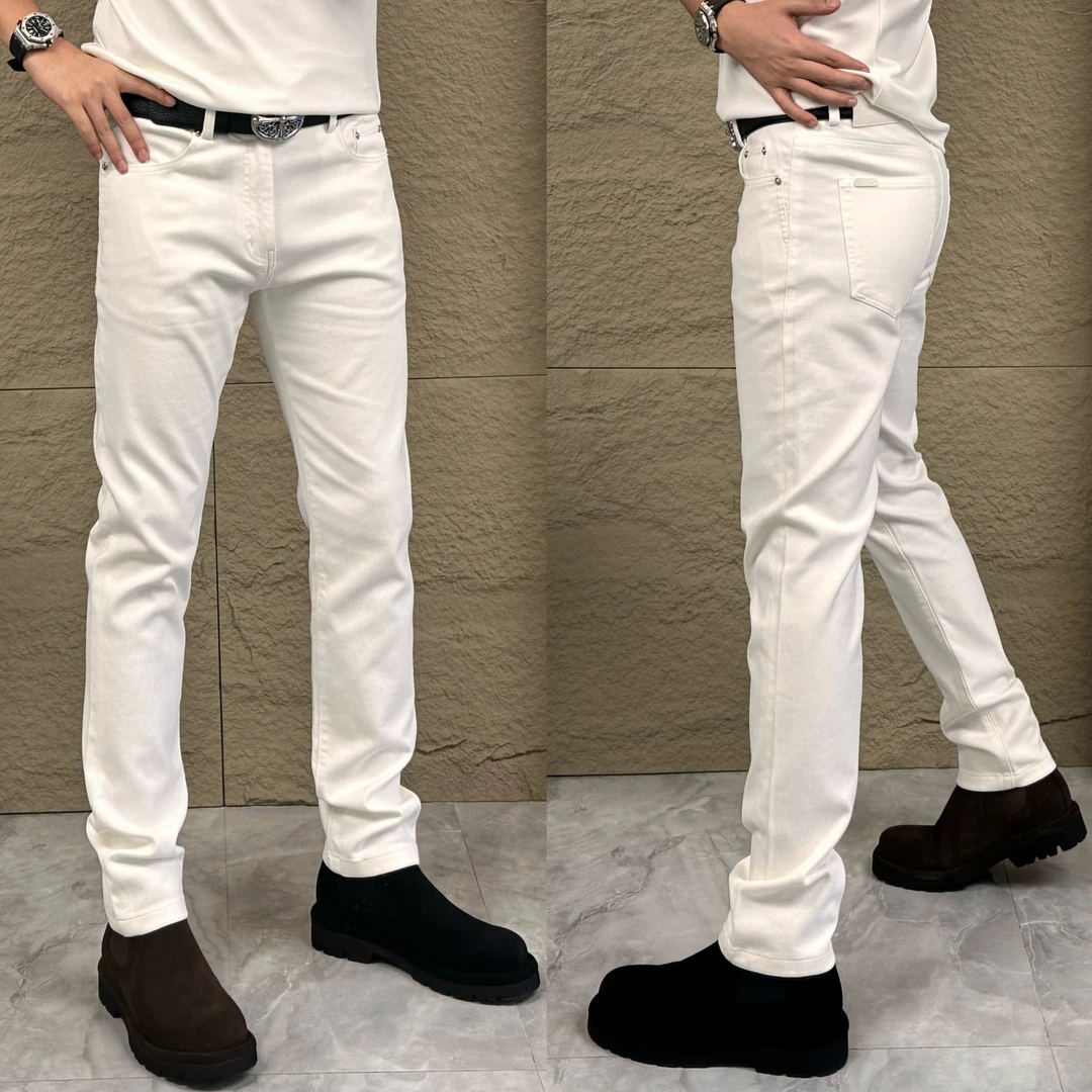 态度｜1899白 男士新款气质纯白色修身小脚牛仔裤