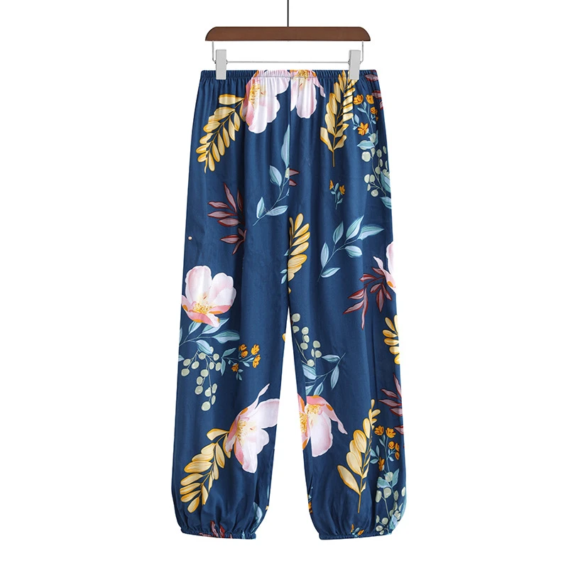 棉绸睡裤女士夏季绵绸长裤大码宽松中老年妈妈防蚊裤灯笼裤空调裤