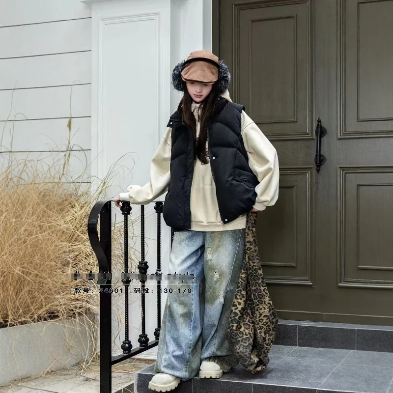 24601 秋冬韩版大口袋加厚夹棉棉马甲